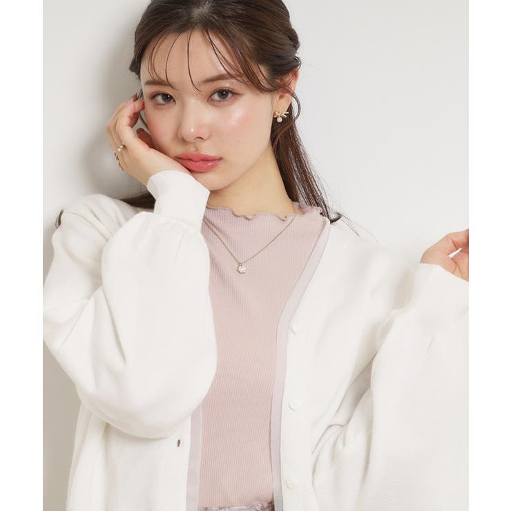 オフホワイト(003) | シアードッキングカーディガン | Couture brooch