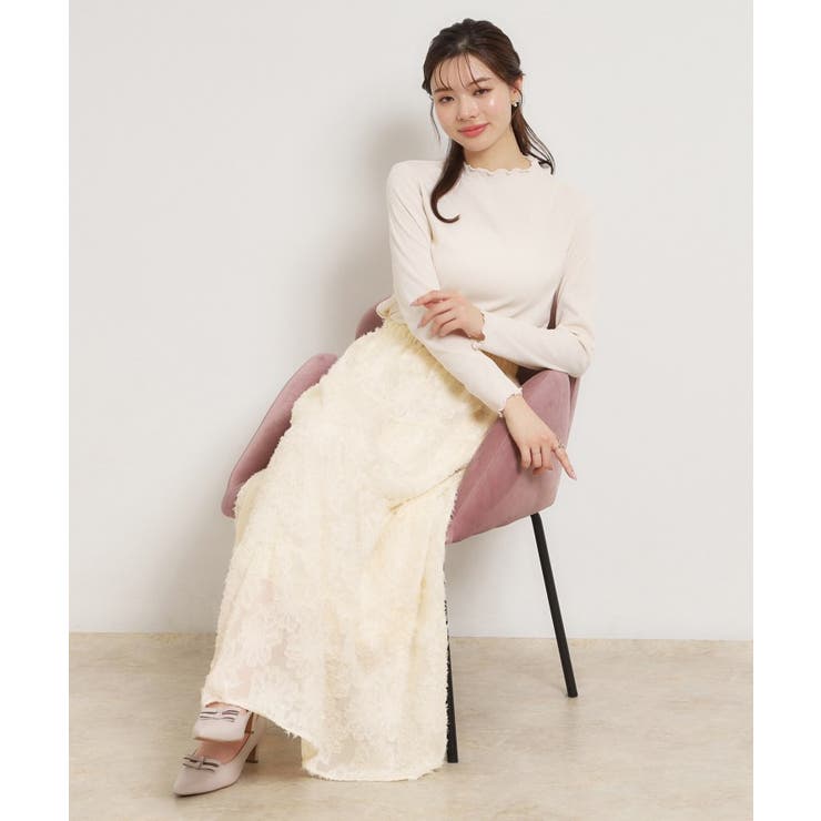 ティアードフラワーモチーフロングスカート | Couture brooch | 詳細画像4 