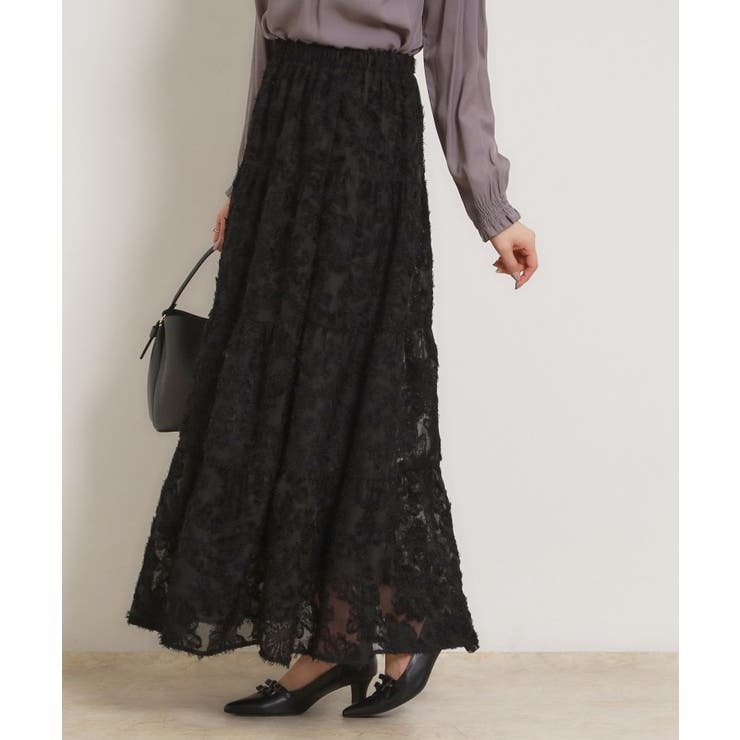 ティアードフラワーモチーフロングスカート | Couture brooch | 詳細画像9 