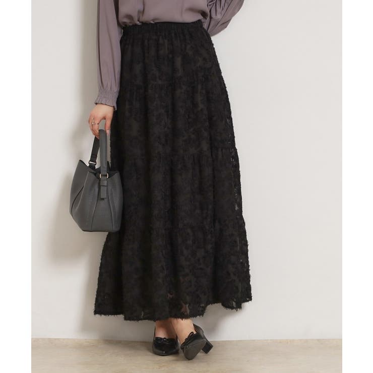 ティアードフラワーモチーフロングスカート | Couture brooch | 詳細画像11 