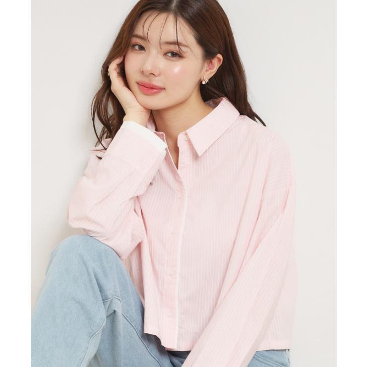 配色ストライプショートシャツ | Couture brooch | 詳細画像1 