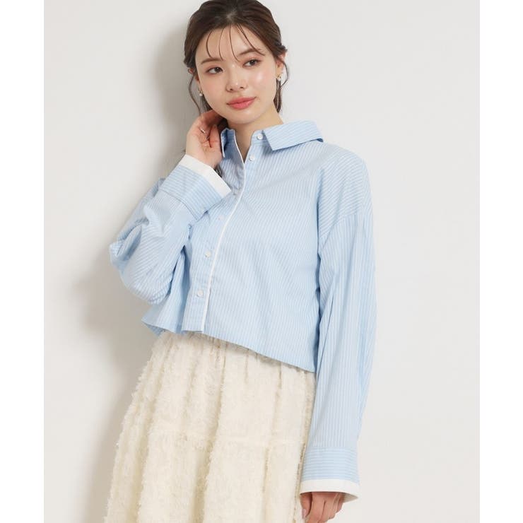 配色ストライプショートシャツ | Couture brooch | 詳細画像8 