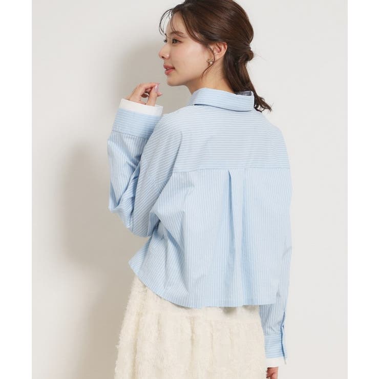 配色ストライプショートシャツ | Couture brooch | 詳細画像10 