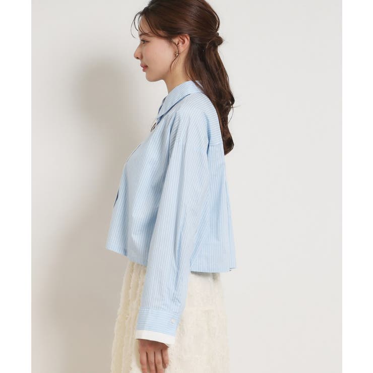 配色ストライプショートシャツ | Couture brooch | 詳細画像16 