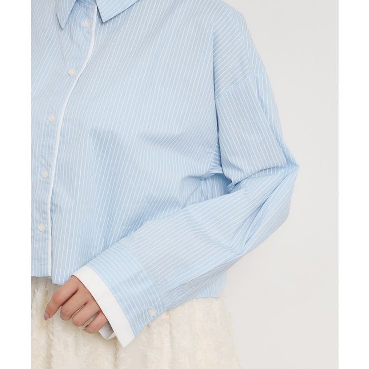 配色ストライプショートシャツ | Couture brooch | 詳細画像19 