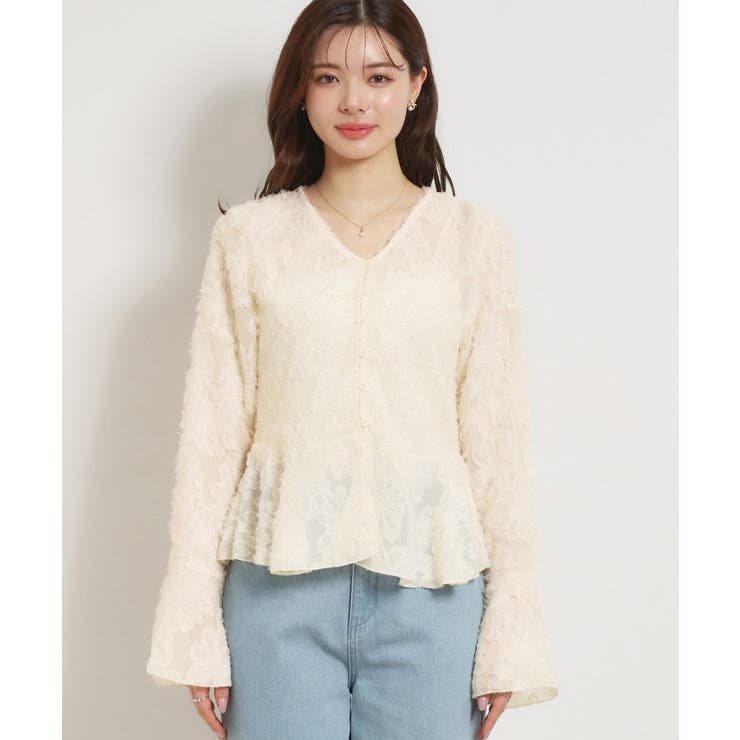 ペプラムフラワーモチーフブラウス | Couture brooch | 詳細画像15 