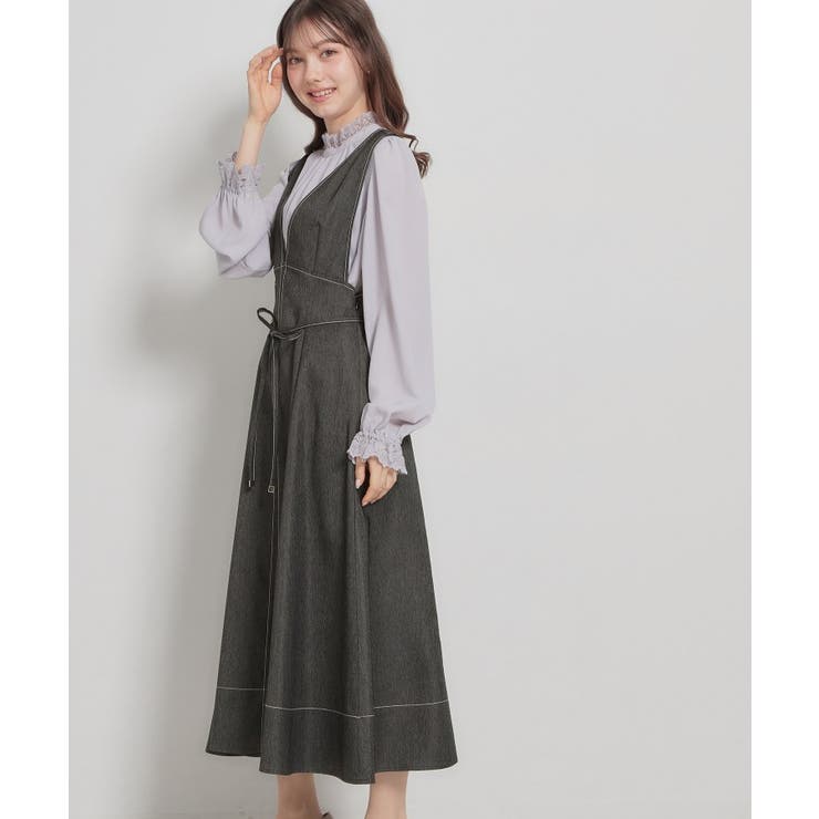 【洗える】デニムライク細リボンジャンスカ | Couture brooch | 詳細画像5 