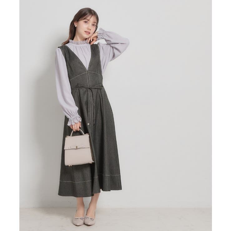 【洗える】デニムライク細リボンジャンスカ | Couture brooch | 詳細画像2 