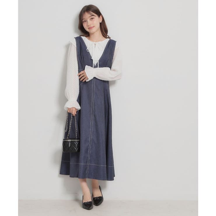 【洗える】デニムライク細リボンジャンスカ | Couture brooch | 詳細画像7 