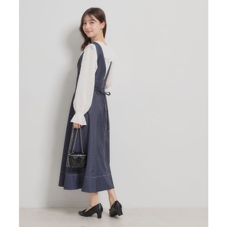 【洗える】デニムライク細リボンジャンスカ | Couture brooch | 詳細画像9 