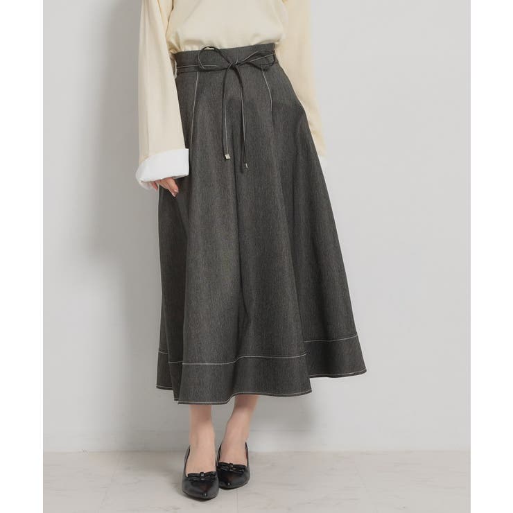 【洗える】デニムライク細リボンスカート | Couture brooch | 詳細画像4 
