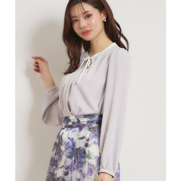 【洗える・ハレの日・通勤】配色 細リボンタイ ブラウス | Couture brooch | 詳細画像20 