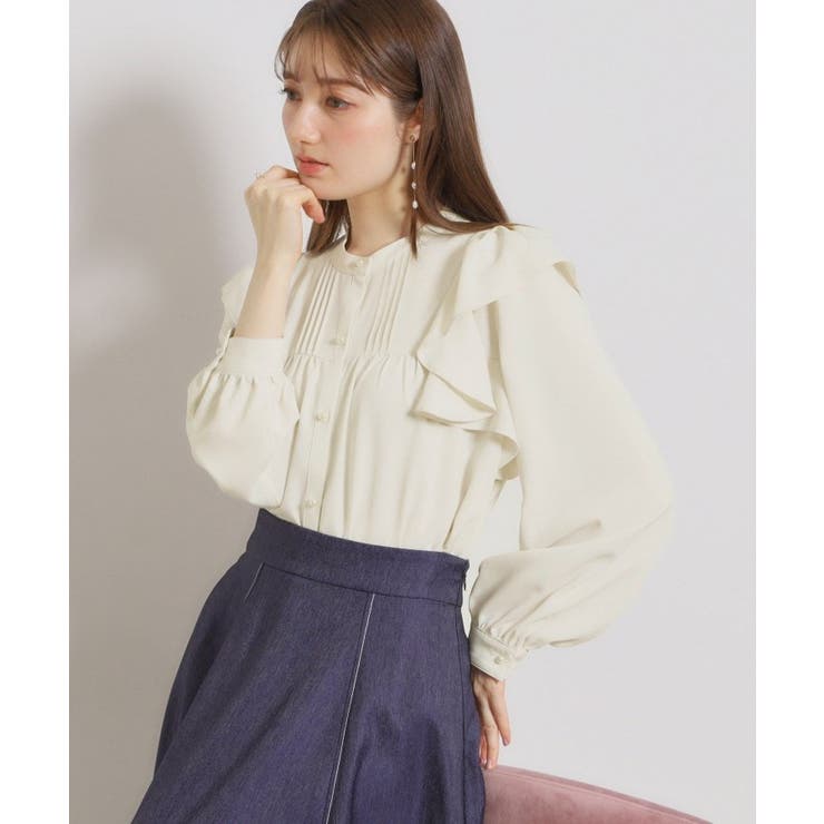 【洗える・リボン取り外し可】フリルジョーゼットブラウス | Couture brooch | 詳細画像9 