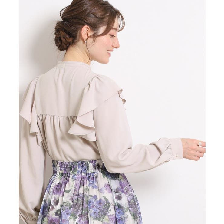 【洗える・リボン取り外し可】フリルジョーゼットブラウス | Couture brooch | 詳細画像18 