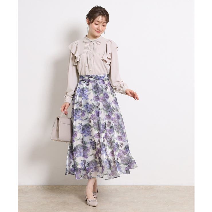 【洗える・リボン取り外し可】フリルジョーゼットブラウス | Couture brooch | 詳細画像13 