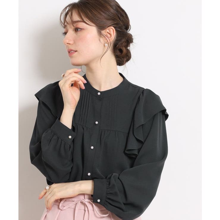 【洗える・リボン取り外し可】フリルジョーゼットブラウス | Couture brooch | 詳細画像28 