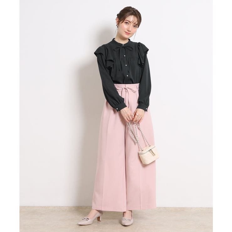 【洗える・リボン取り外し可】フリルジョーゼットブラウス | Couture brooch | 詳細画像21 