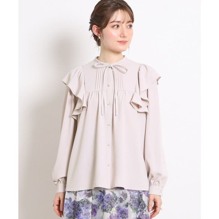 【洗える・リボン取り外し可】フリルジョーゼットブラウス | Couture brooch | 詳細画像32 