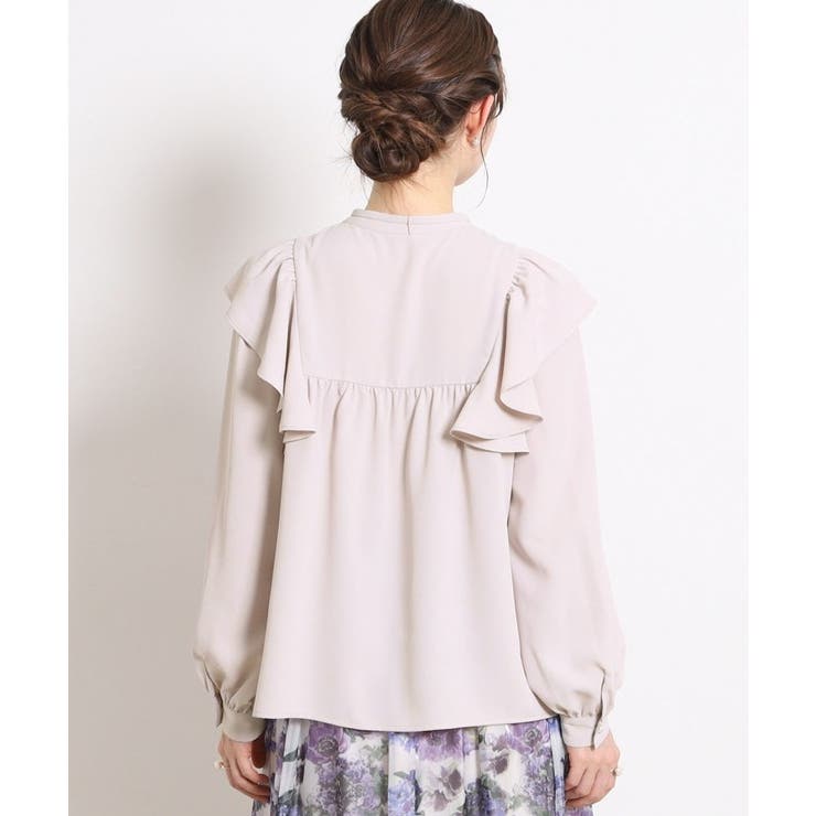 【洗える・リボン取り外し可】フリルジョーゼットブラウス | Couture brooch | 詳細画像34 