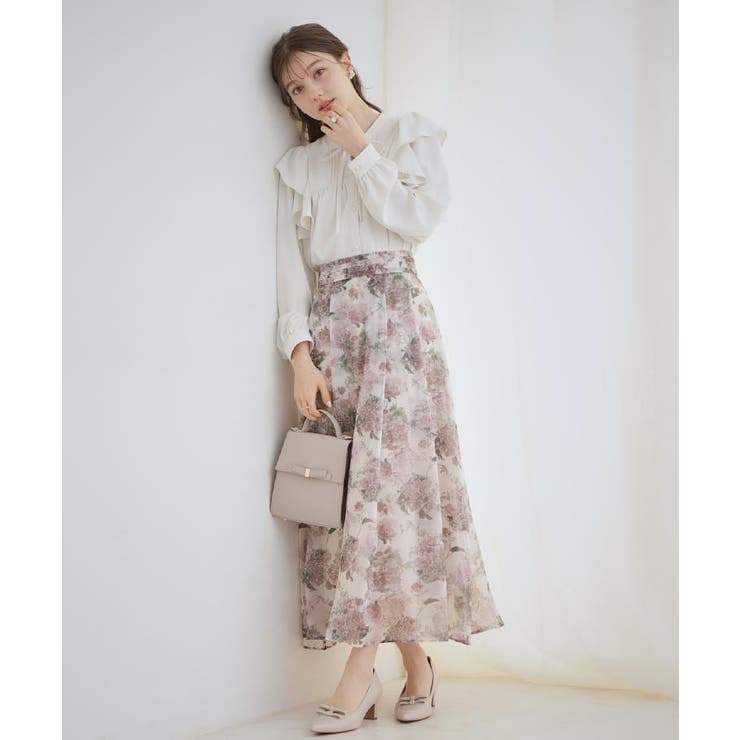 【洗える・リボン取り外し可】フリルジョーゼットブラウス | Couture brooch | 詳細画像10 