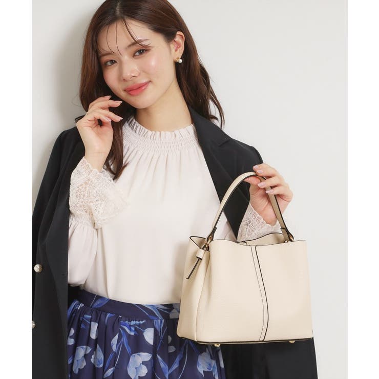 オフホワイト(003) | 2wayレザー調ハンドバッグ | Couture brooch