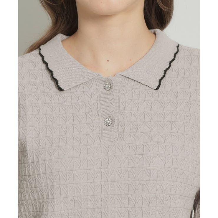 【洗える着映え】ビジュー釦ポロニット | Couture brooch | 詳細画像25 