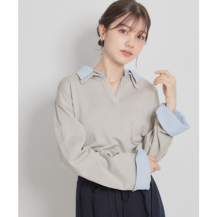 ライトグレー(011) | 布帛ドッキングプルオーバー | Couture brooch