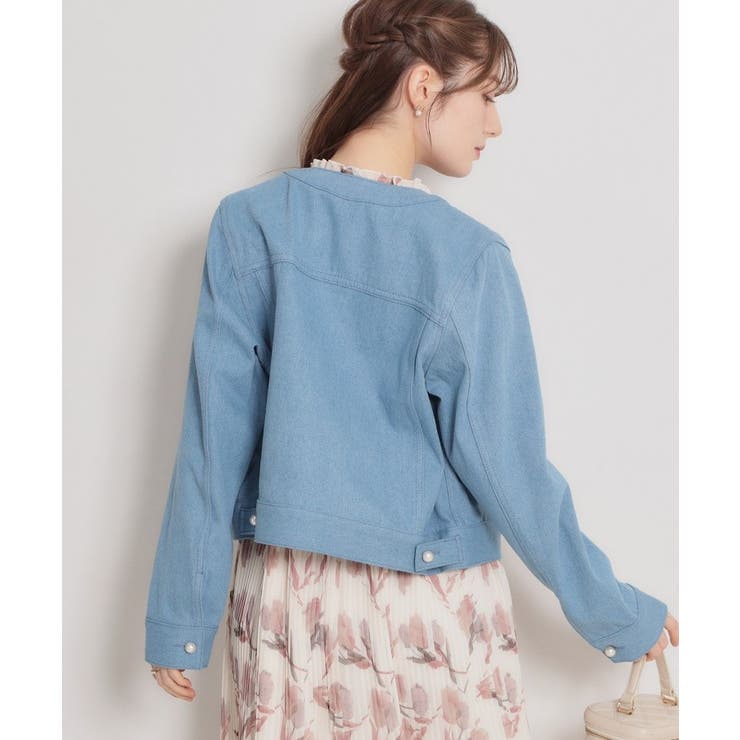 【洗える・綿100％】パール調ボタン デニムジャケット | Couture brooch | 詳細画像6 