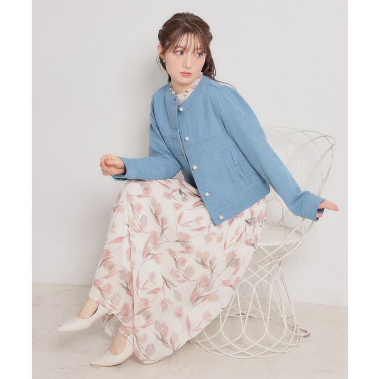 【洗える・綿100％】パール調ボタン デニムジャケット | Couture brooch | 詳細画像2 