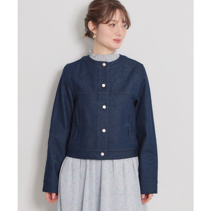 【洗える・綿100％】パール調ボタン デニムジャケット | Couture brooch | 詳細画像24 