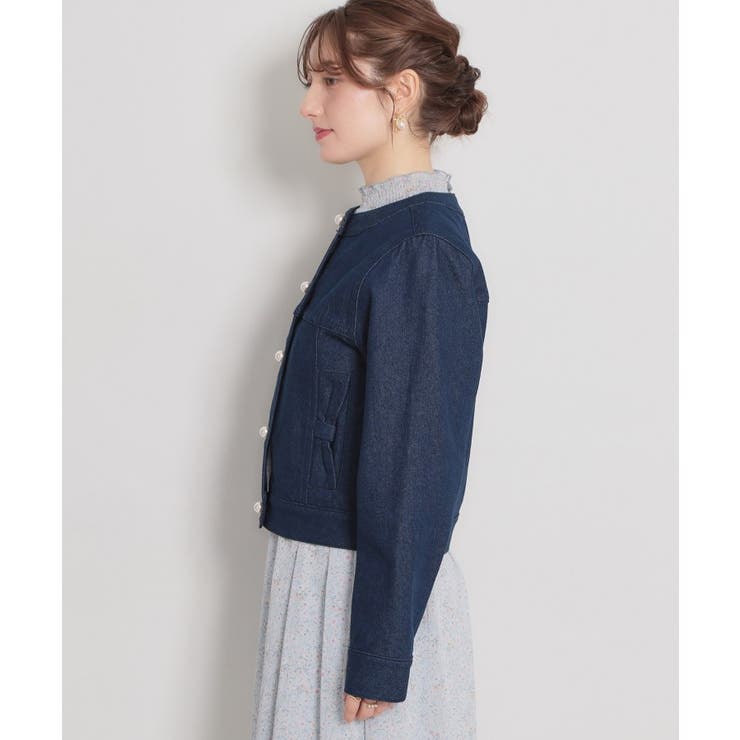 【洗える・綿100％】パール調ボタン デニムジャケット | Couture brooch | 詳細画像25 