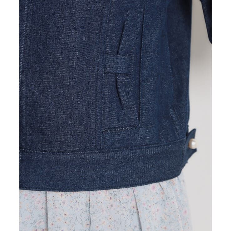 【洗える・綿100％】パール調ボタン デニムジャケット | Couture brooch | 詳細画像32 