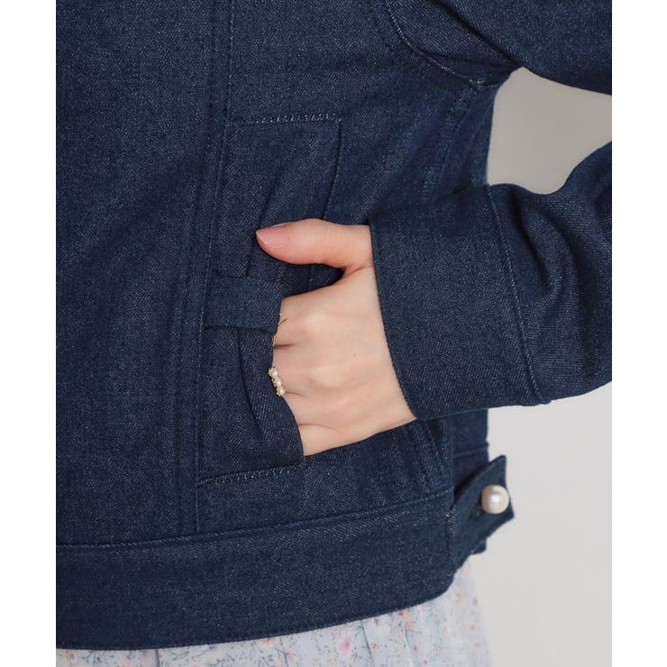 【洗える・綿100％】パール調ボタン デニムジャケット | Couture brooch | 詳細画像31 