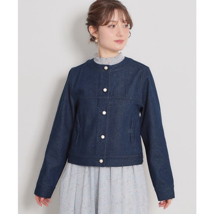 【洗える・綿100％】パール調ボタン デニムジャケット | Couture brooch | 詳細画像27 