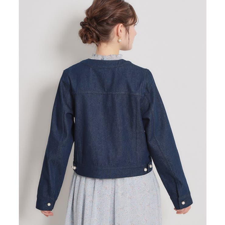 【洗える・綿100％】パール調ボタン デニムジャケット | Couture brooch | 詳細画像28 