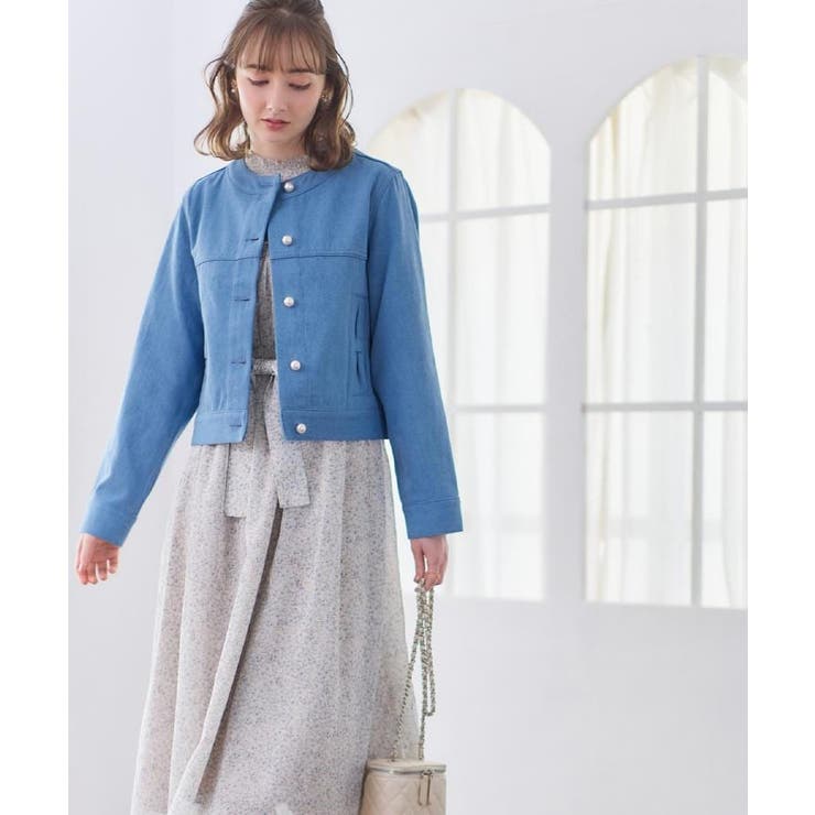 【洗える・綿100％】パール調ボタン デニムジャケット | Couture brooch | 詳細画像7 