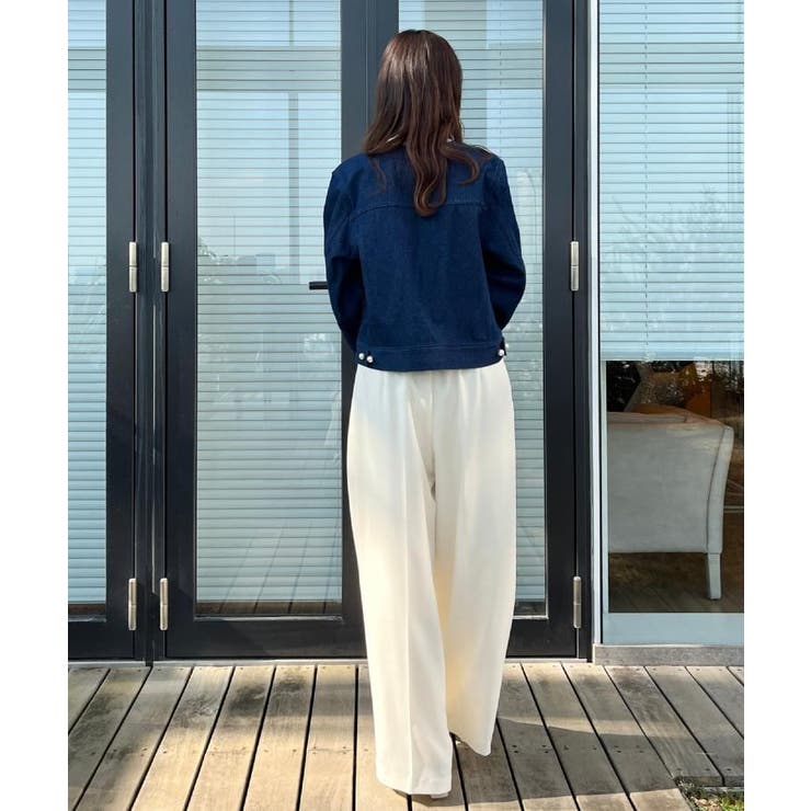 【洗える・綿100％】パール調ボタン デニムジャケット | Couture brooch | 詳細画像20 