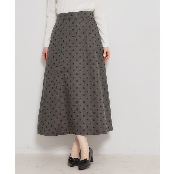 ブラック(119) | デニムライクドットスカート | Couture brooch