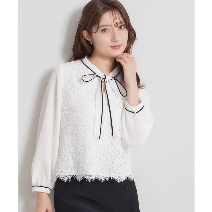 【洗える・通勤】フラワーレースブラウス | Couture brooch | 詳細画像6 