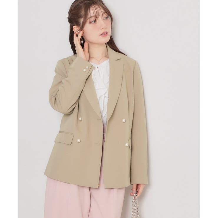 【洗える・ハレの日・通勤】パール調ボタン テーラードジャケット | Couture brooch | 詳細画像5 