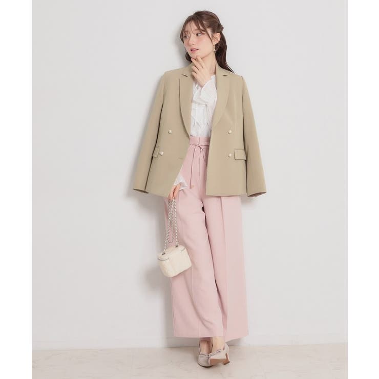 【洗える・ハレの日・通勤】パール調ボタン テーラードジャケット | Couture brooch | 詳細画像1 