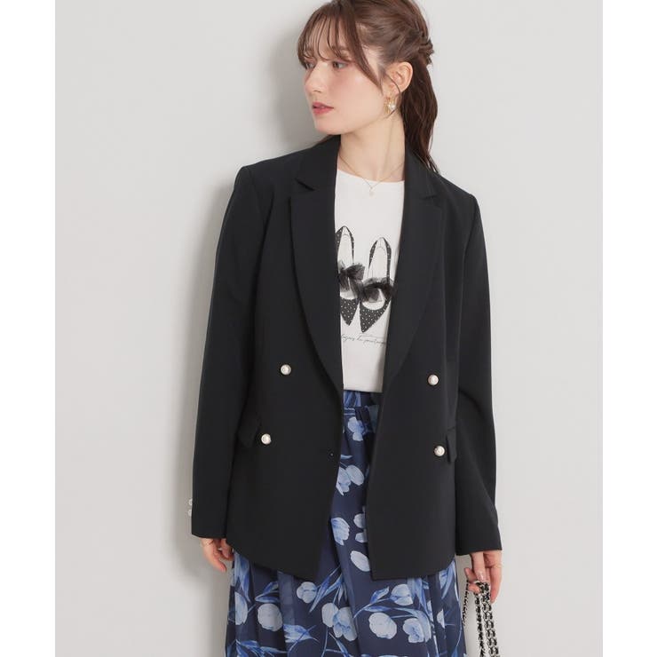 【洗える・ハレの日・通勤】パール調ボタン テーラードジャケット | Couture brooch | 詳細画像24 