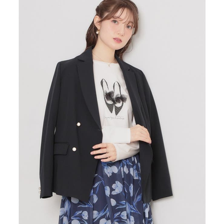 【洗える・ハレの日・通勤】パール調ボタン テーラードジャケット | Couture brooch | 詳細画像23 