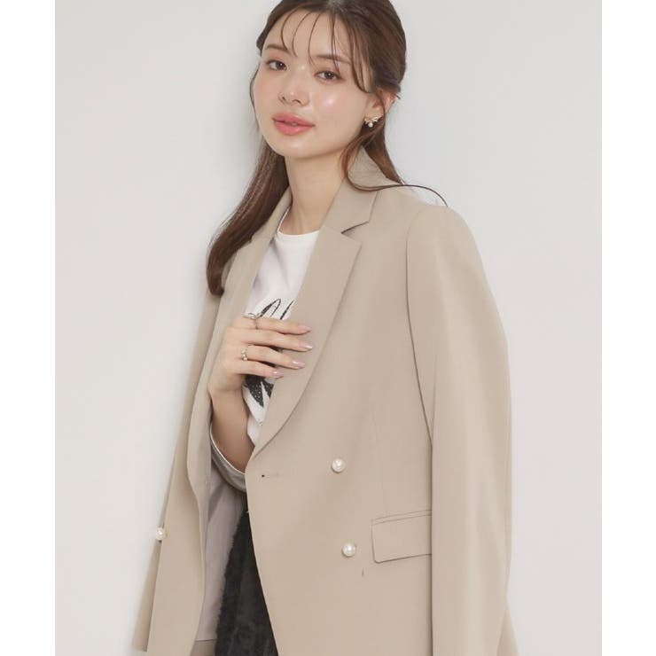 【洗える・ハレの日・通勤】パール調ボタン テーラードジャケット | Couture brooch | 詳細画像14 