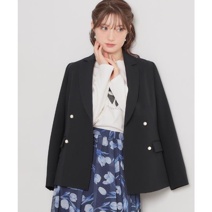 【洗える・ハレの日・通勤】パール調ボタン テーラードジャケット | Couture brooch | 詳細画像22 