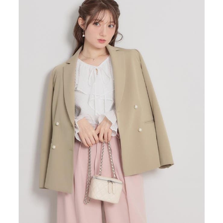 【洗える・ハレの日・通勤】パール調ボタン テーラードジャケット | Couture brooch | 詳細画像7 