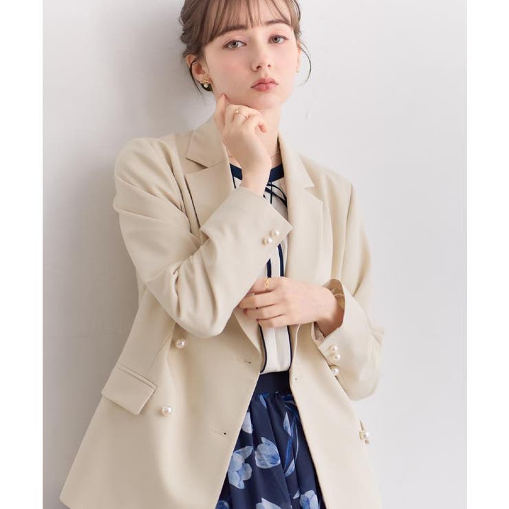 【洗える・ハレの日・通勤】パール調ボタン テーラードジャケット | Couture brooch | 詳細画像50 