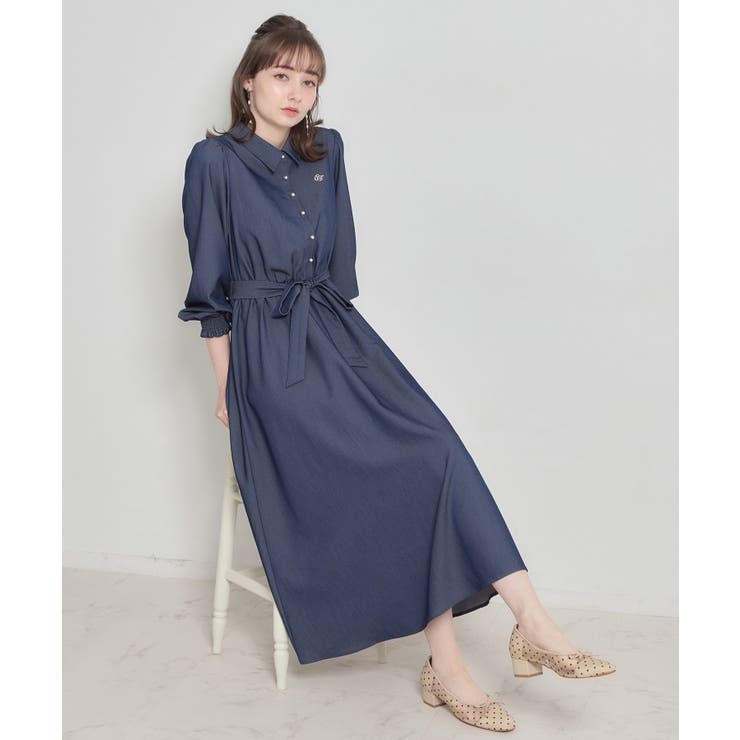 【洗える】ロゴエンブロ シャツワンピース | Couture brooch | 詳細画像1 