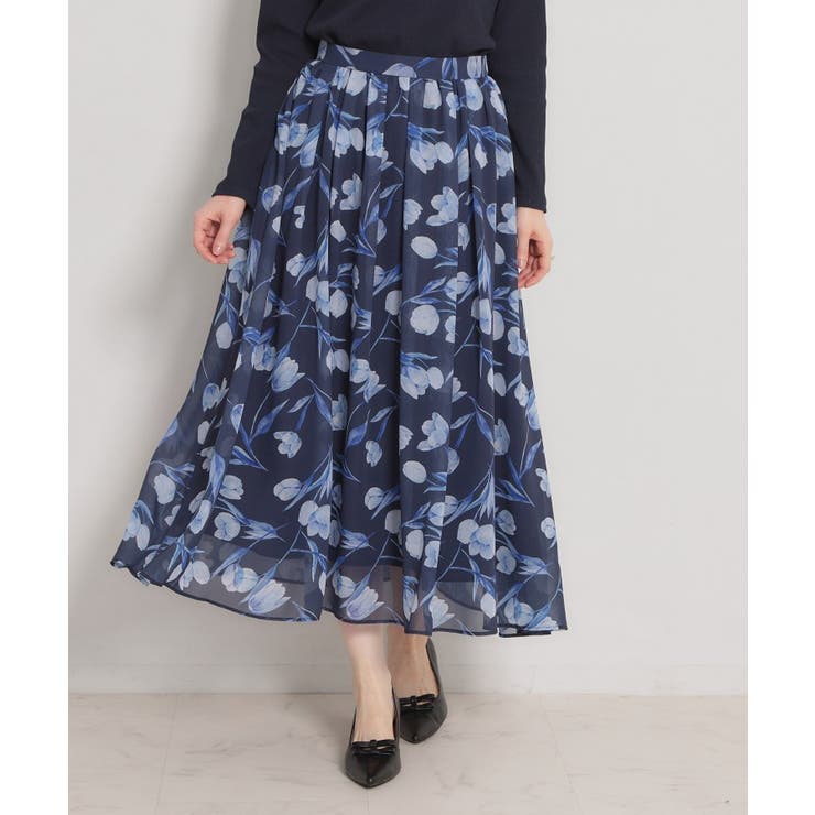 ネイビー(094) | 【洗える】チューリップ柄スカート | Couture brooch