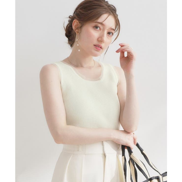 チュール付きタンクトップ | Couture brooch | 詳細画像1 